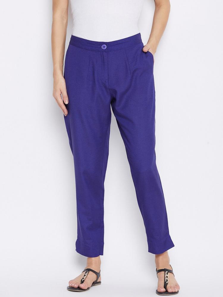 fabGLOBAL Women Relaxed Slim Fit Easy Wash Trousers