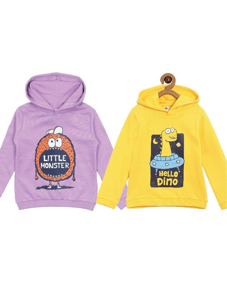The Mom Store Boys Pack of 2 Printed Hooded Cotton Sweatshirt