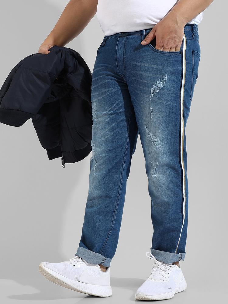 Instafab Plus Men Plus Size Mildly Distressed Heavy Fade Stretchable Jeans
