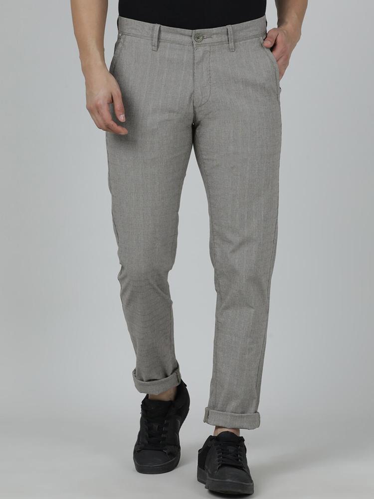 Crocodile Men Checked Tapered Fit Cotton Trousers
