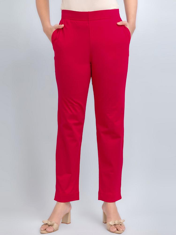 fabGLOBAL Women Cotton Slim Fit Trousers