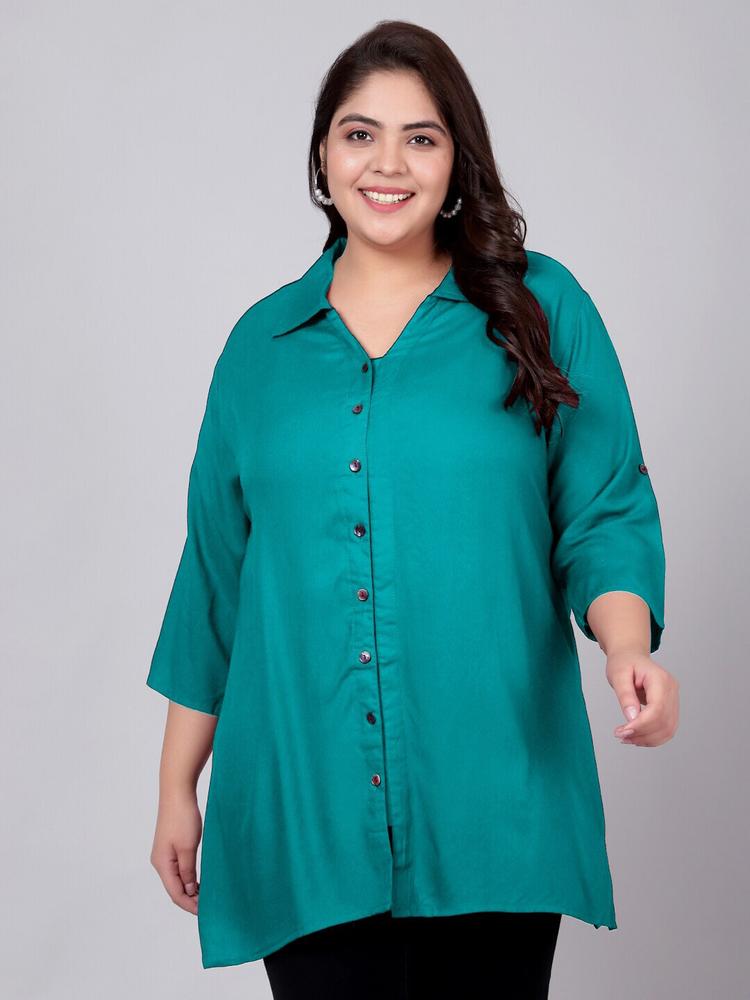Indietoga Plus Size Spread Collar Classic Casual Rayon Shirt