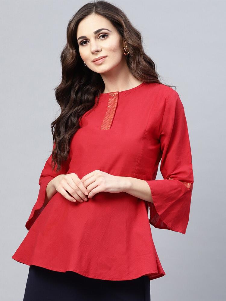 Bhama Couture Bell Sleeves Cotton Peplum Top