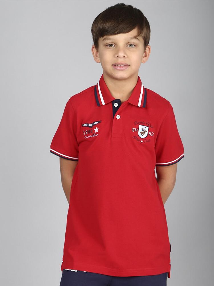 Beverly Hills Polo Club Boys Polo Collar Pure Cotton Embroidered T-shirt