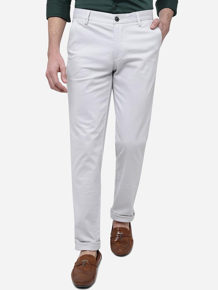 JADE BLUE Men Cotton Mid-Rise Slim Fit Trousers