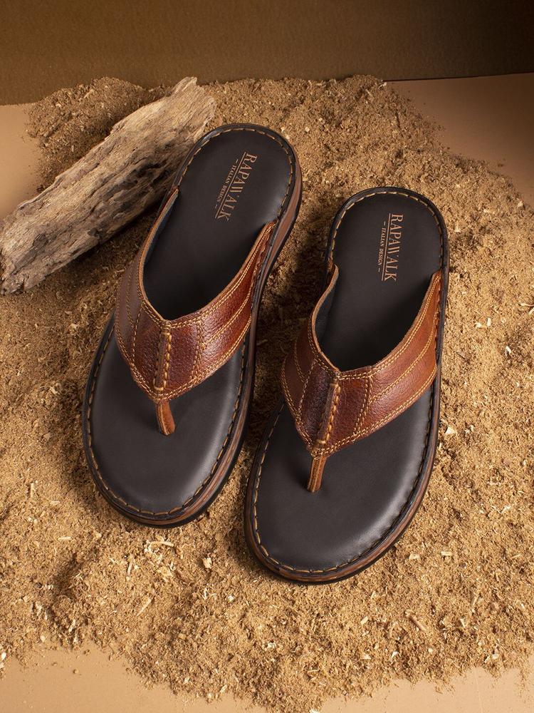 RAPAWALK Men Open Toe Leather Comfort Sandals