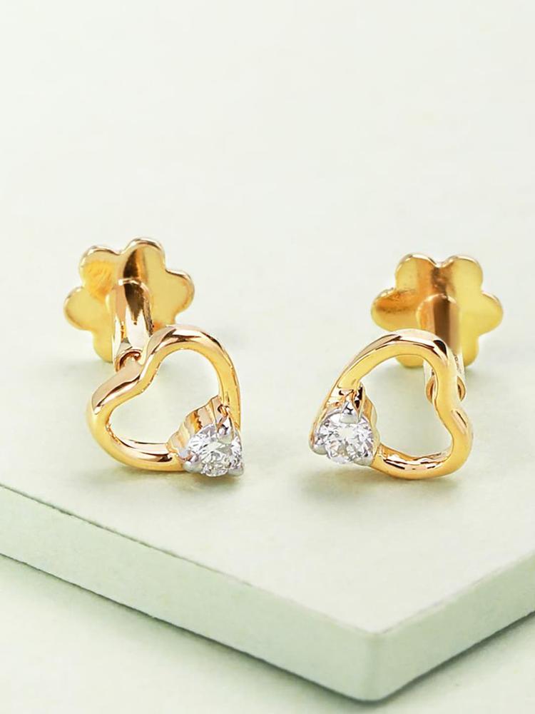 CANDERE A KALYAN JEWELLERS COMPANY Diamond-Studded 18KT Gold Stud Earrings - 0.75 gm