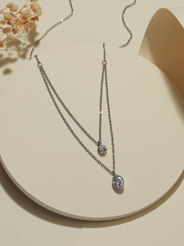 Jazz and Sizzle Silver-Plated Cubic Zirconia Studded Layered Chain