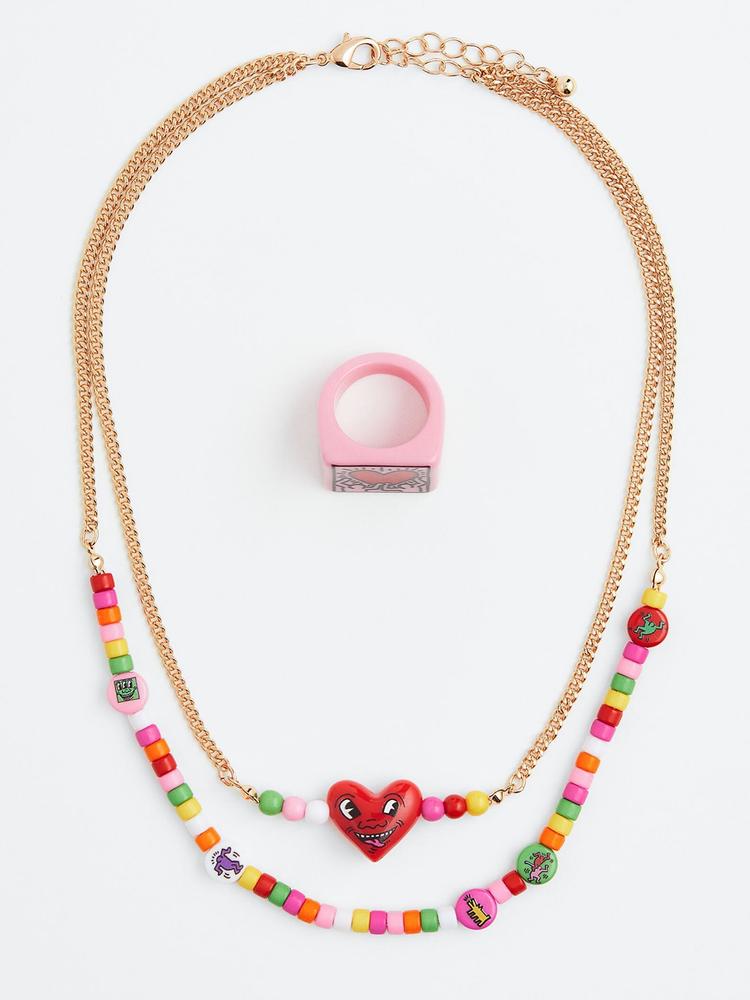 H&M Beaded Necklace With Ring