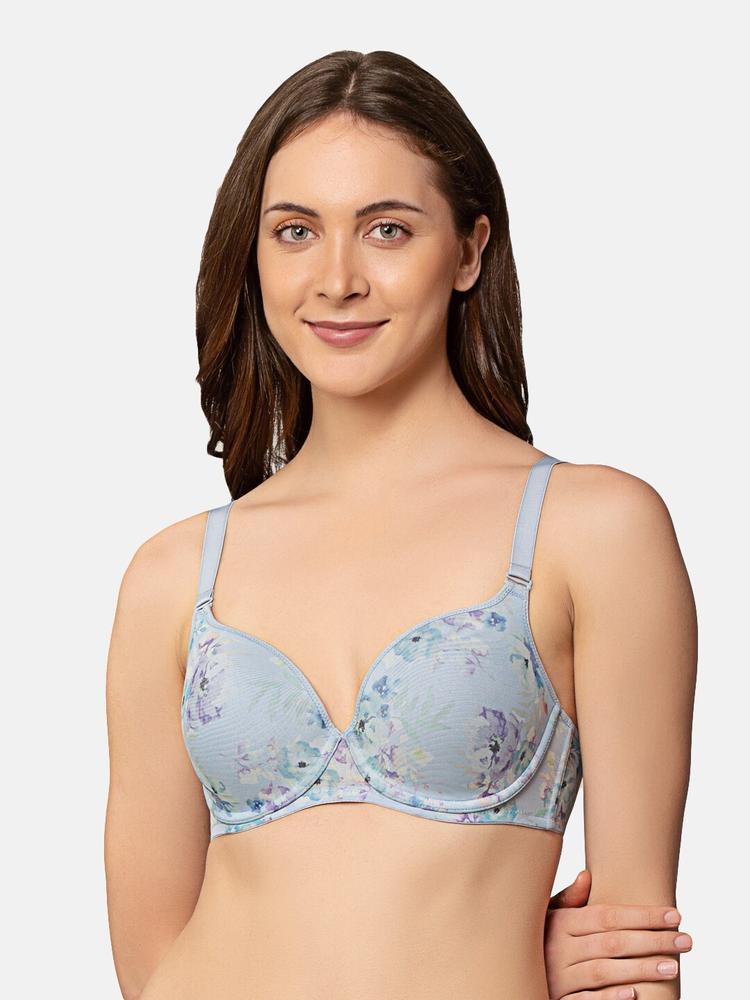 Triumph Printed Lightly Padded Non-Wired Detachable Straps Seamless T-Shirt Bra