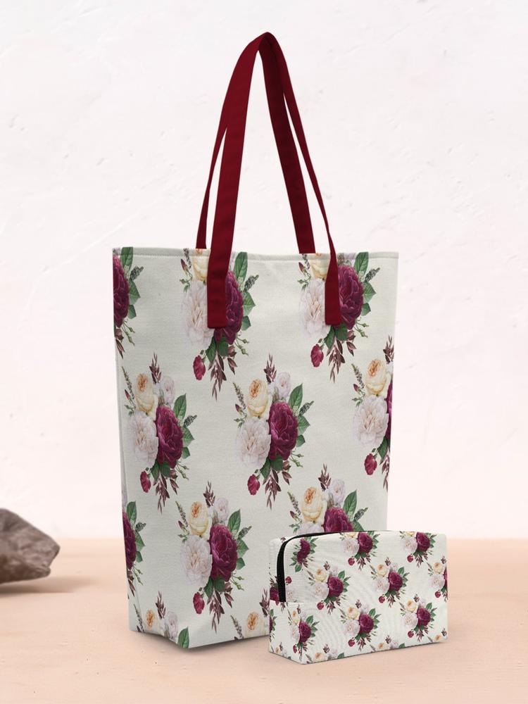 Crazy Corner Floral Printed Oversized Shopper Tote Bag With Makeup Pouch