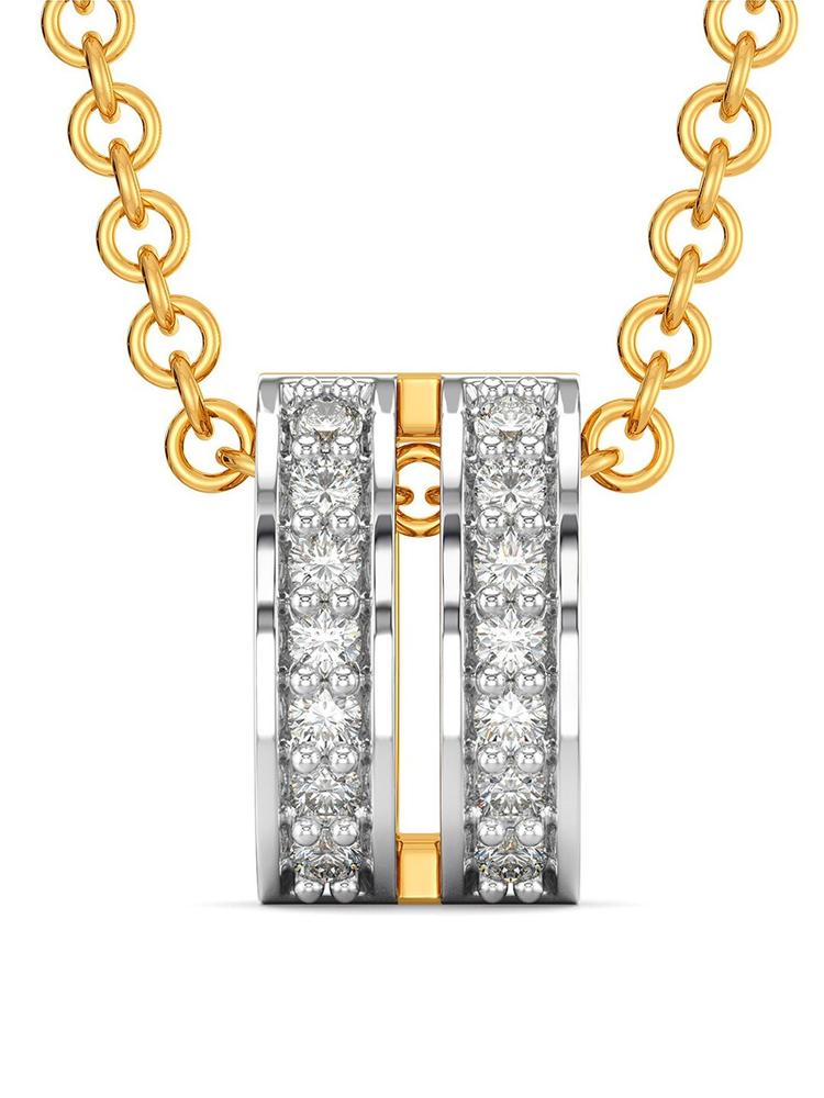 MELORRA Classic Redefined Diamond-Studded Rhodium-Plated 18KT Gold Pendant- 0.95 gm