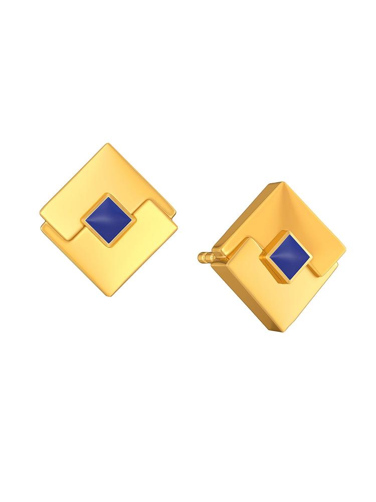 MELORRA Denim Hues 18KT Gold Stud Earrings- 2.9gm
