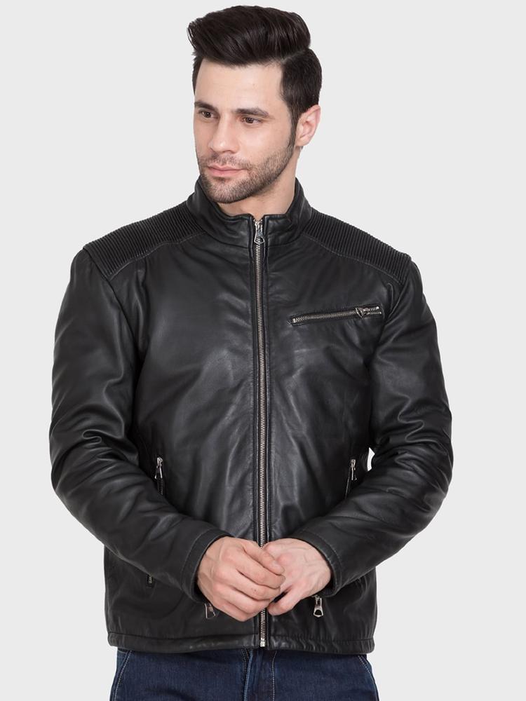 Justanned Stand Collar Lightweight Leather Jacket