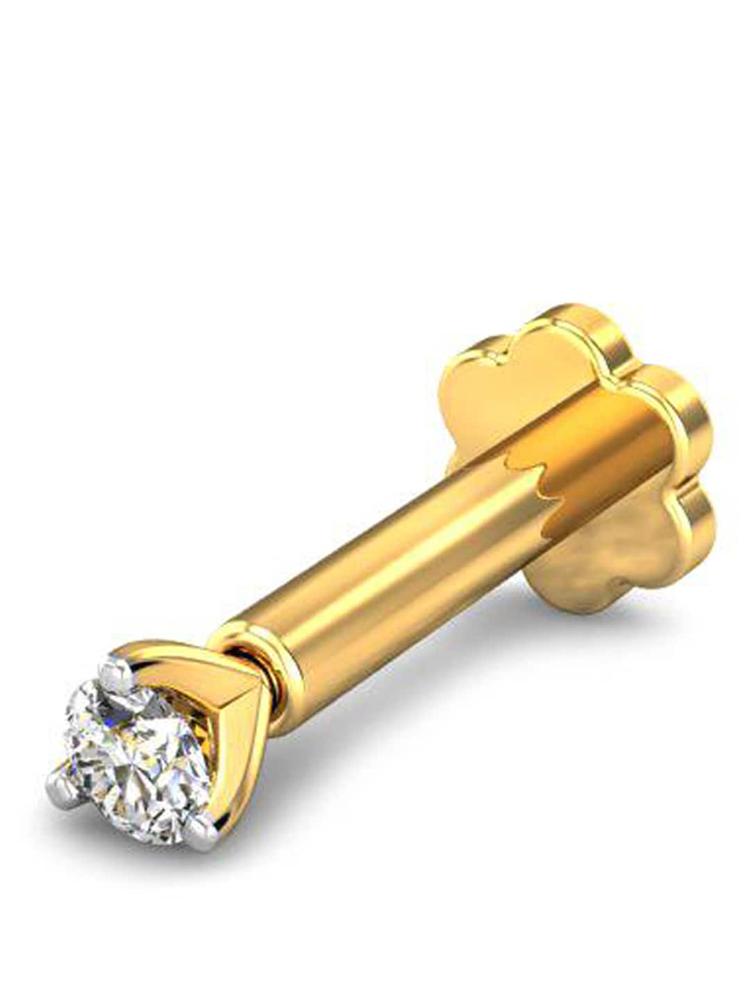 CANDERE A KALYAN JEWELLERS COMPANY Diamond-Studded 18KT Gold Nosepin- 0.25 gm
