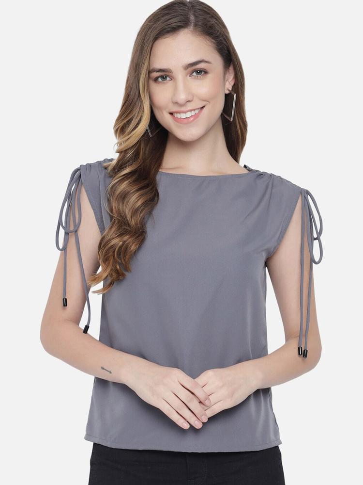 ALL WAYS YOU Tie-Up Boat Neck Crepe Top