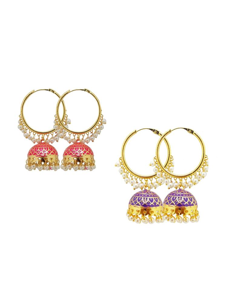 FEMMIBELLA Set Of 2 Gold Plated Circular Hoop Earrings