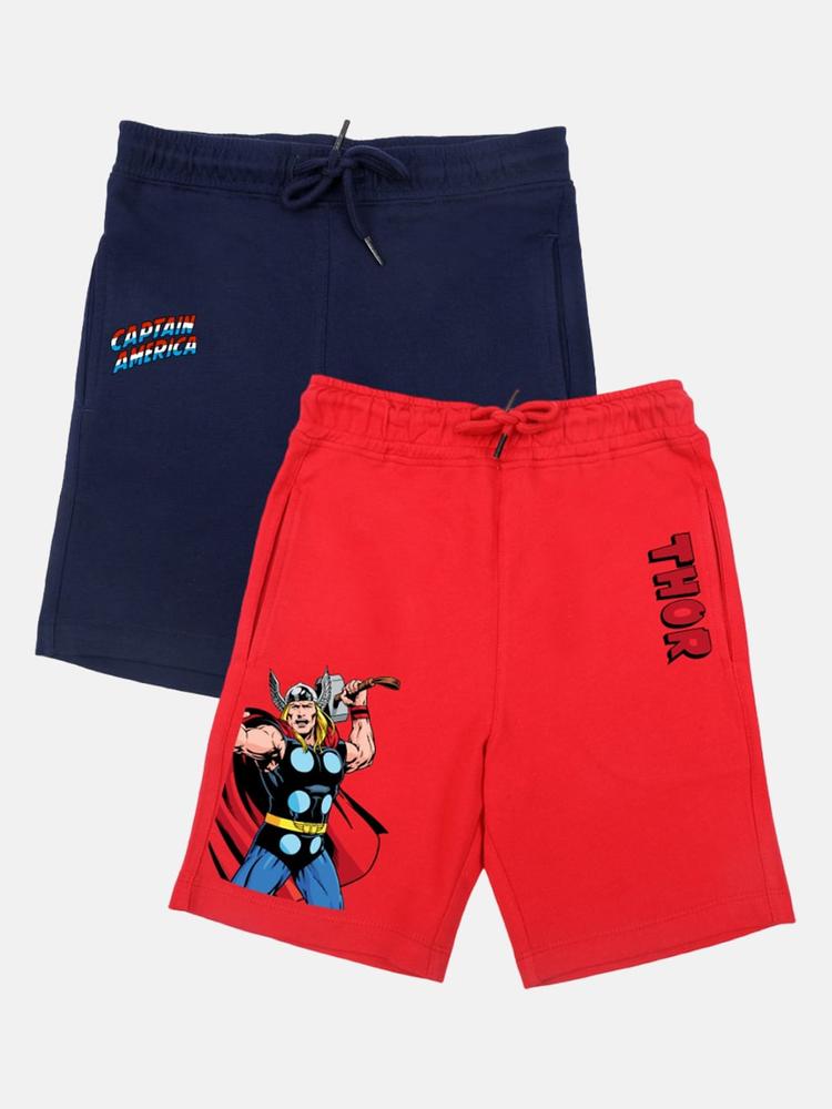 YK Boys Pack Of 2 Graphic Printed Mid-Rise Outdoor Shorts