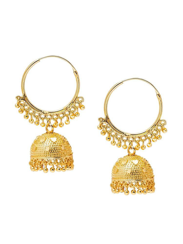 Shining Jewel - By Shivansh Gold-Plated Classic Jhumka Earrings