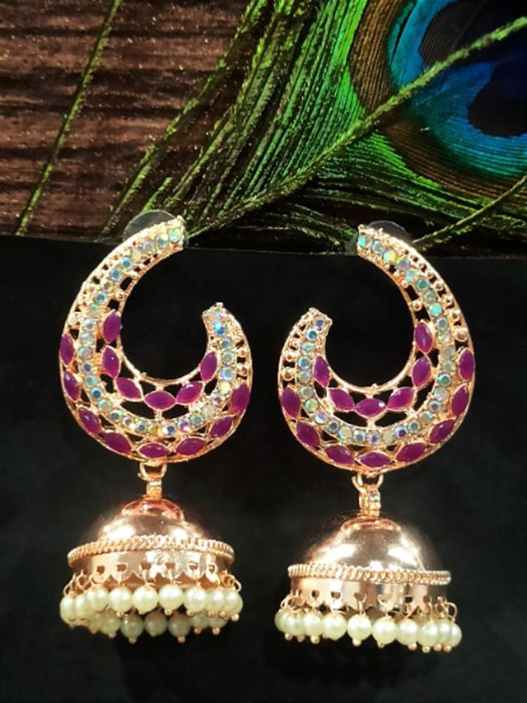 FEMMIBELLA Gold-Plated Dome Shaped Jhumkas Earrings