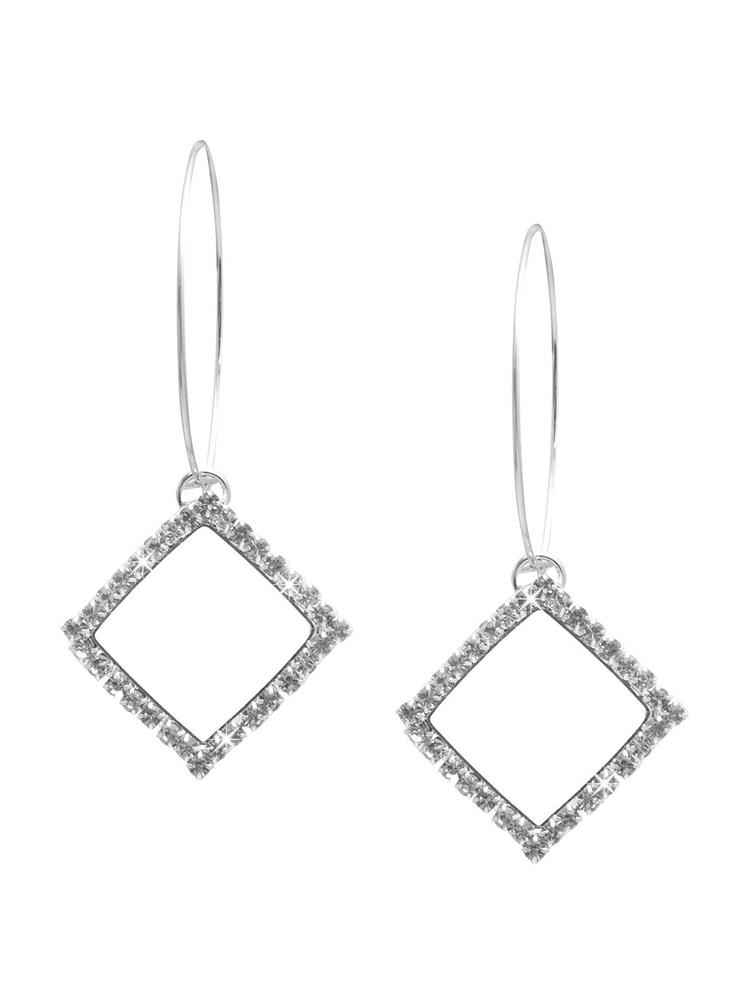 Shining Jewel - By Shivansh Silver-Plated Contemporary Drop Earrings
