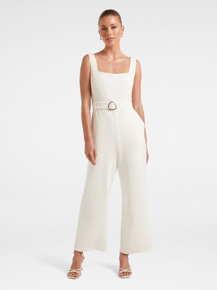 Forever New Square Neck Sleeveless Belted Jumpsuit