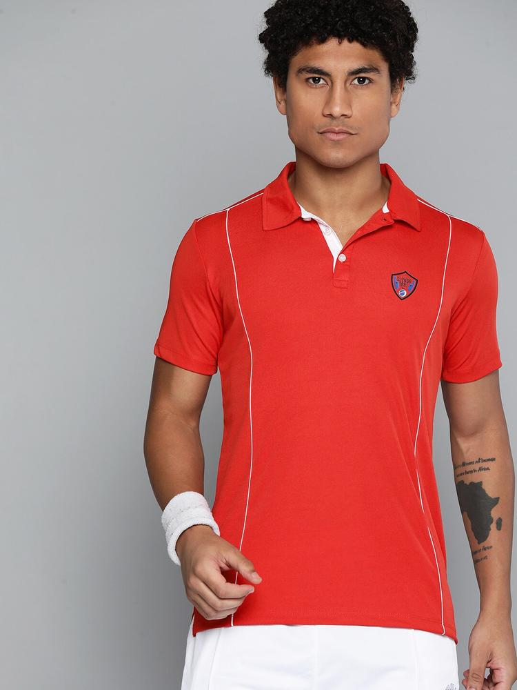 Slazenger Men Brand Logo Striped Polo Collar Sports T-shirt