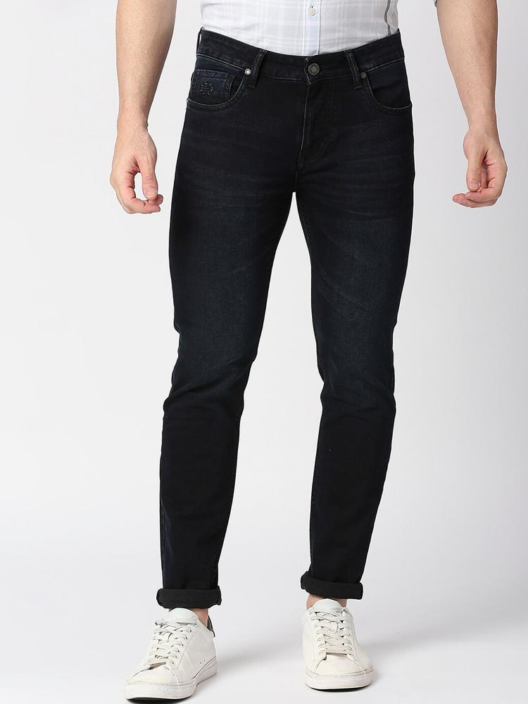 DRAGON HILL Men Black Slim Fit Low-Rise Light Fade Jeans