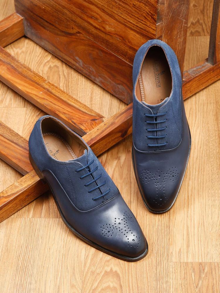 LOUIS STITCH Men Perforated Suede Leather Formal Brogues