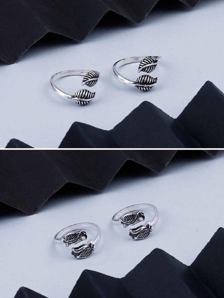 Silver Shine Set of 2 Silver-Plated Adjustable Toe Rings