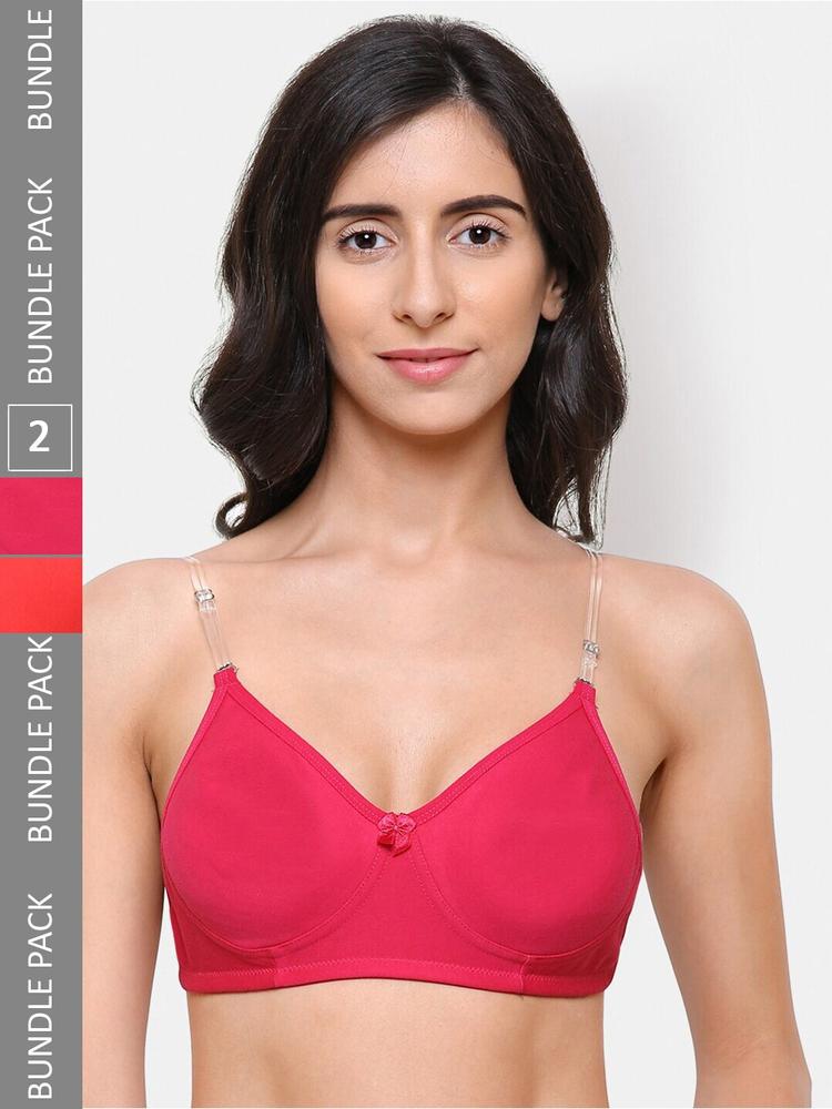 College Girl Pink & Red Bra Full Coverage