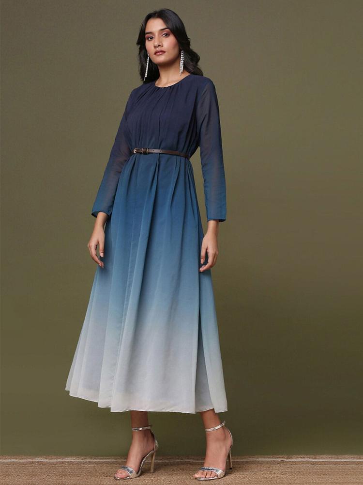 Marigold Lane Navy Blue Tie and Dye Dyed Formal Maxi Dress