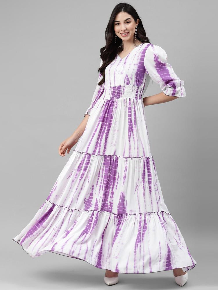 DEEBACO Lavender Striped Maxi Dress