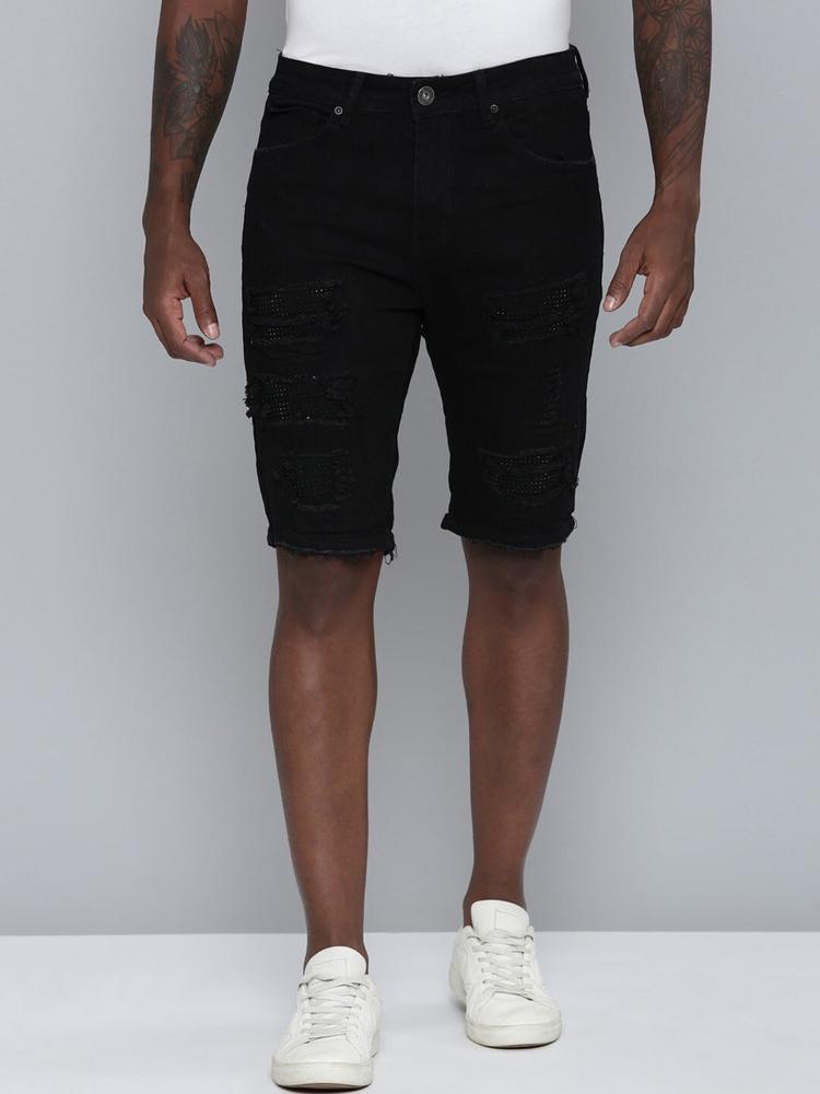 WAIMEA Men Black Denim Shorts