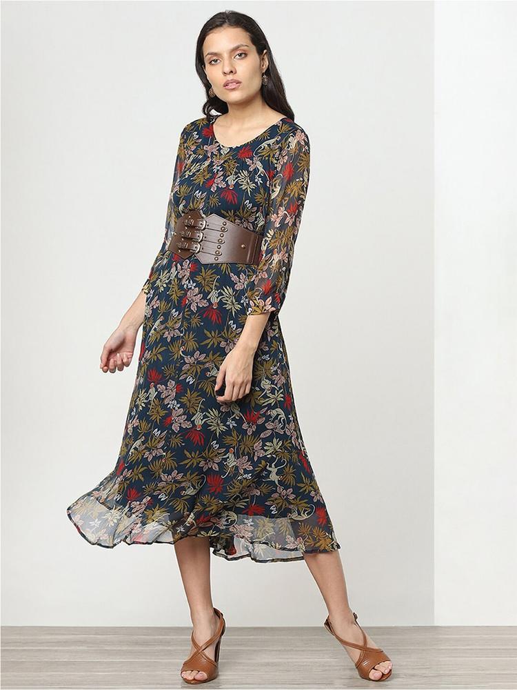 Marigold Lane Multicoloured Floral Print A-Line Midi Dress