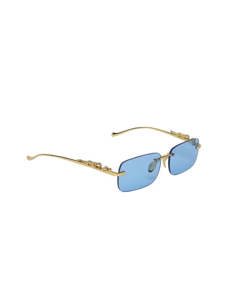 ALIGATORR Unisex Blue Lens & Gold-Toned Square Sunglasses with UV Protected Lens
