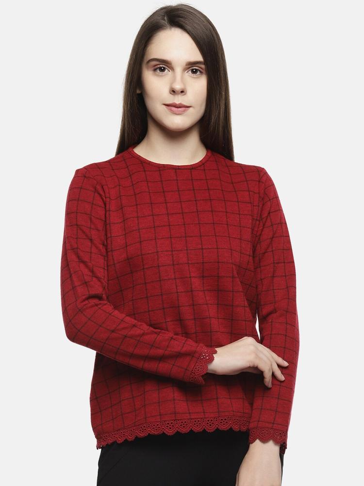 Annabelle by Pantaloons Women Red Checked Top