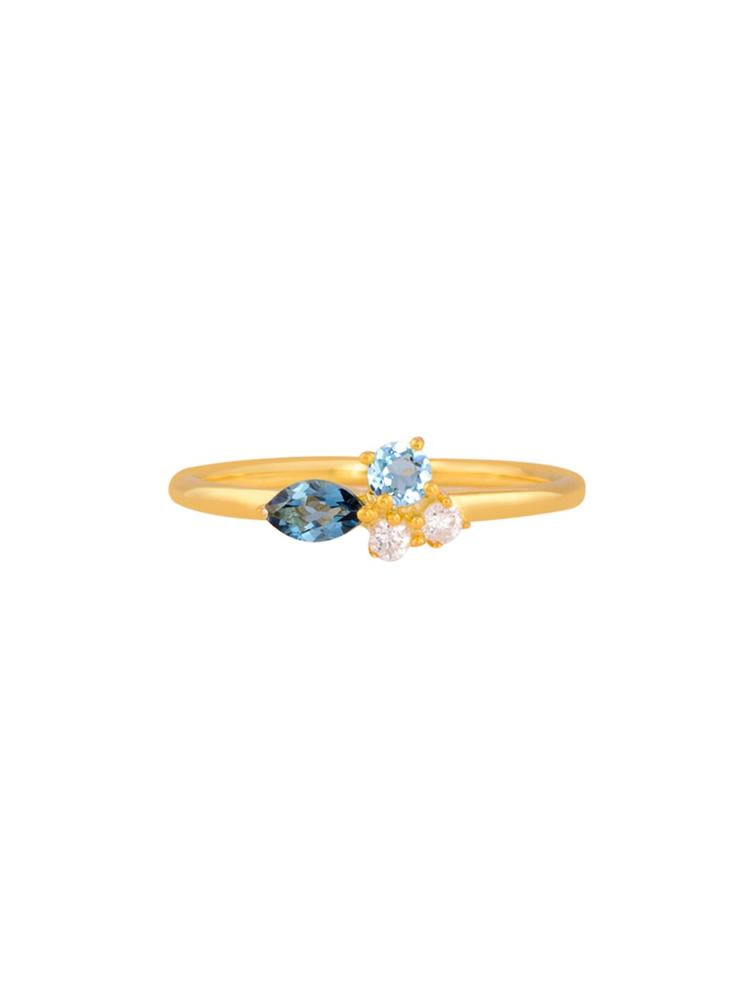 TALISMAN Women Gold-Plated & Blue Cubic Zirconia-Studded Handcrafted Ring