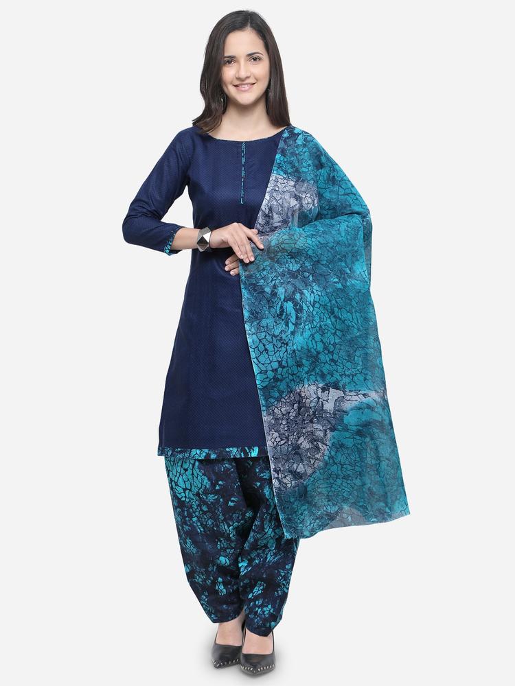 Rajnandini Blue Cotton Blend Unstitched Dress Material