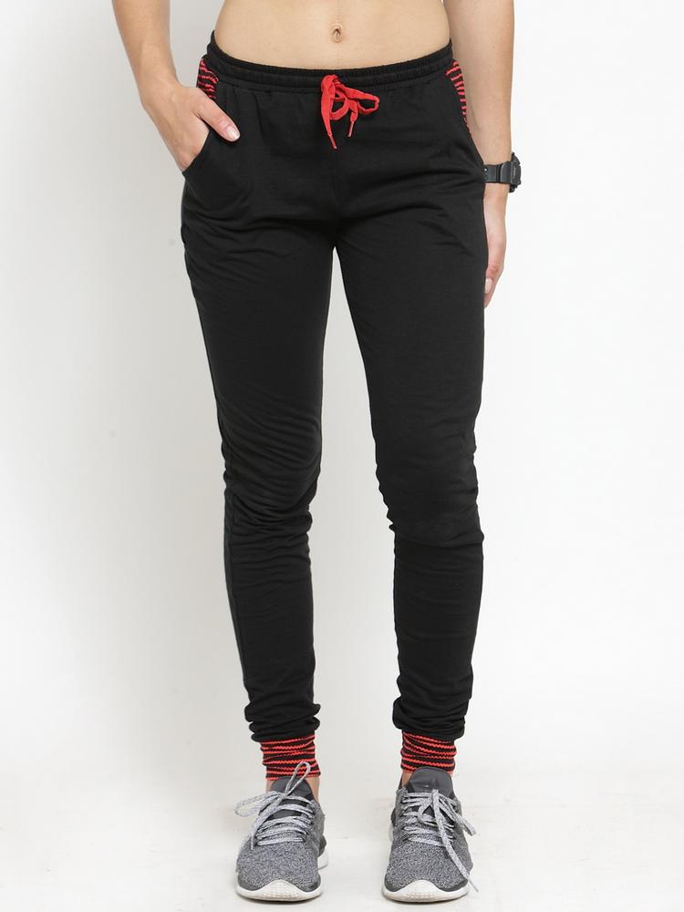 Boston Club Women Black Solid Slim-Fit Trackpant