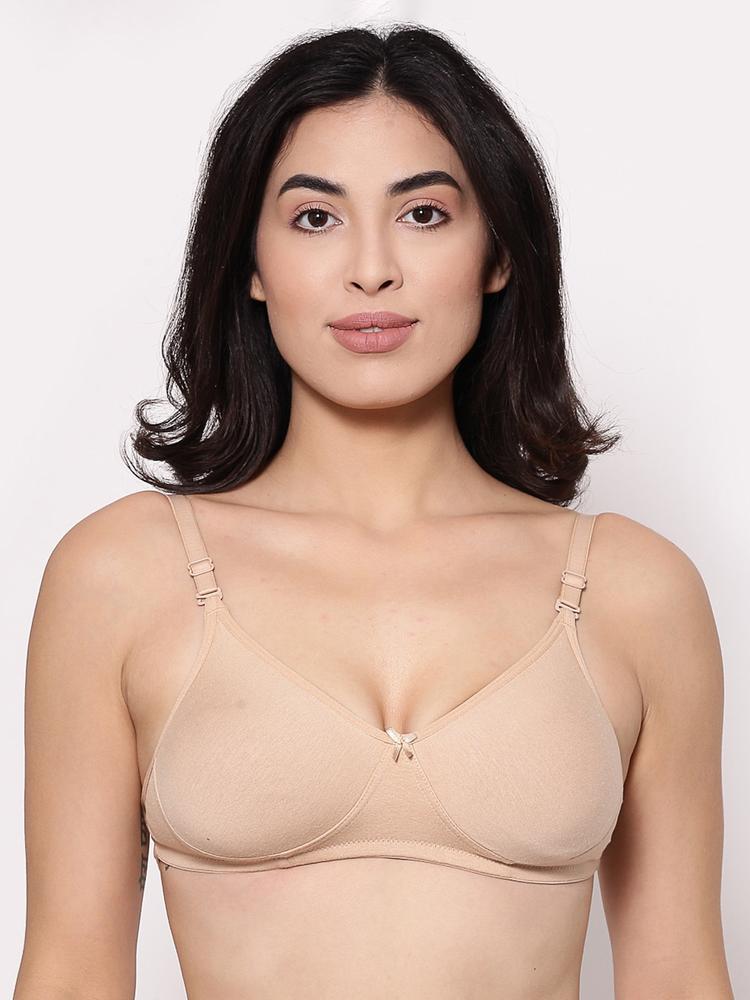 Inner Sense Beige Organic Cotton Antimicrobial Sustainable Backless Non-Padded Seamless Bra ISB100