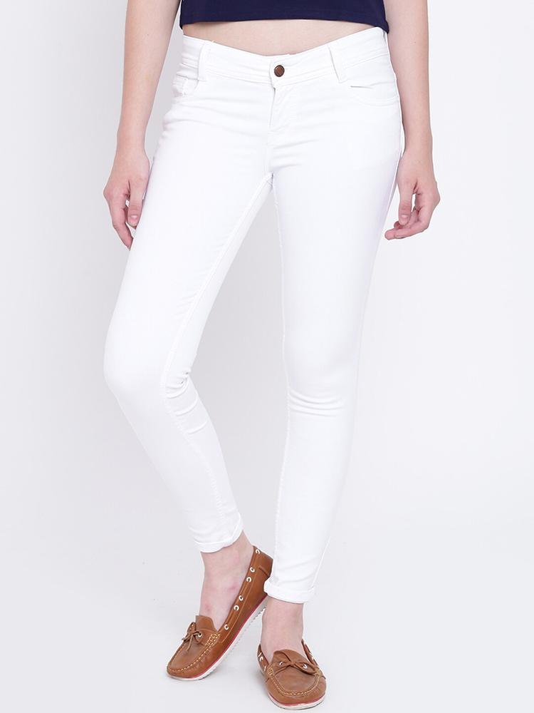 High Star Women White Slim Fit Mid-Rise Clean Look Stretchable Jeans
