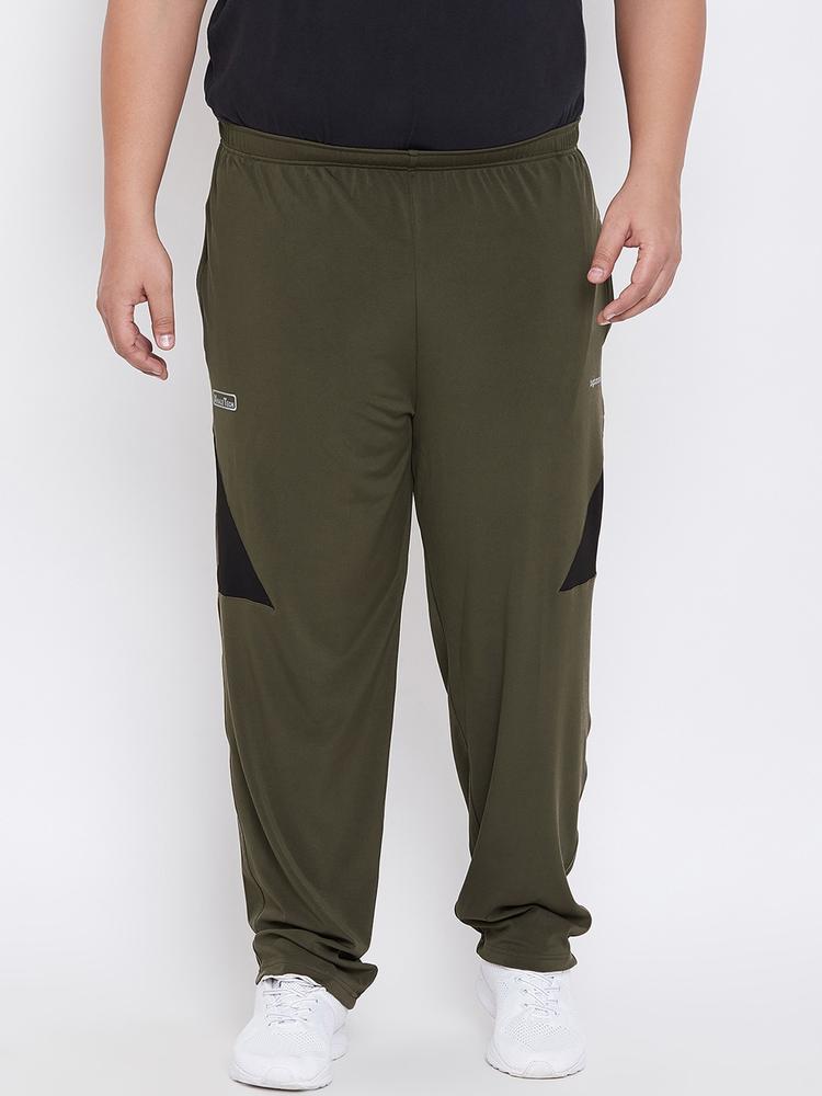 bigbanana Plus Size Matlock Men Olive Green Solid Track Pants