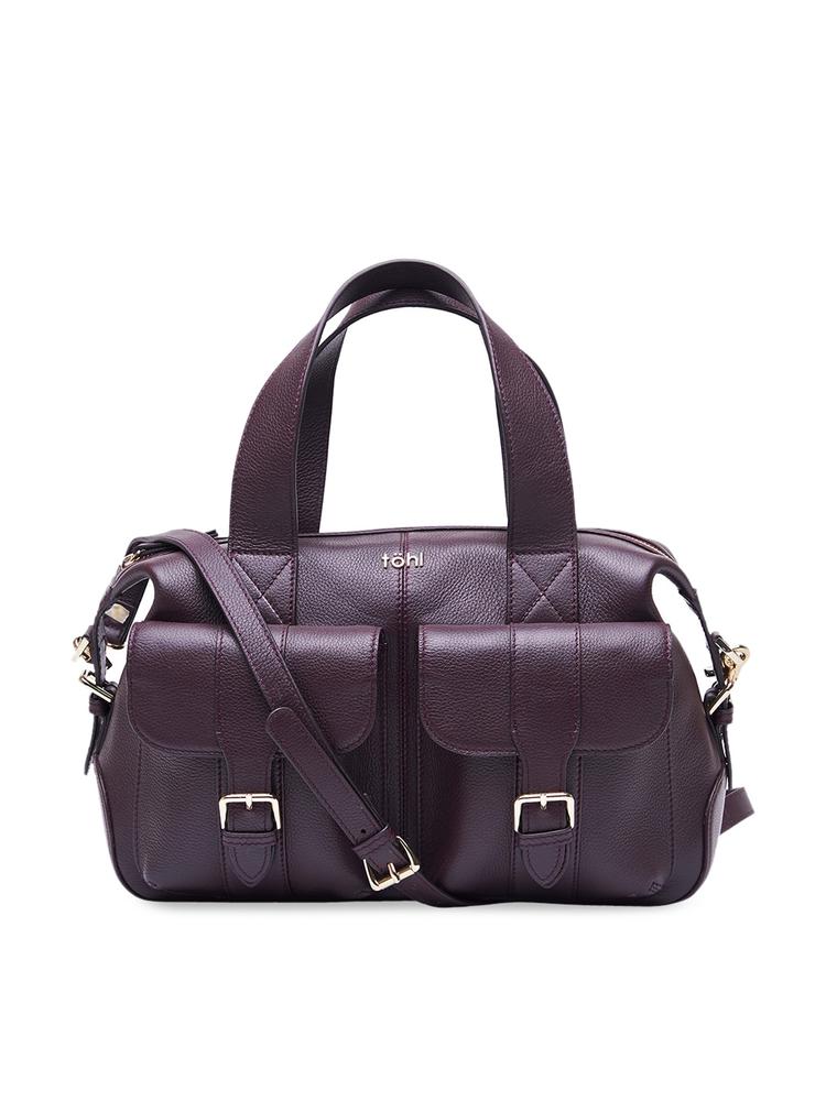 tohl Purple Solid Leather Handheld Bag