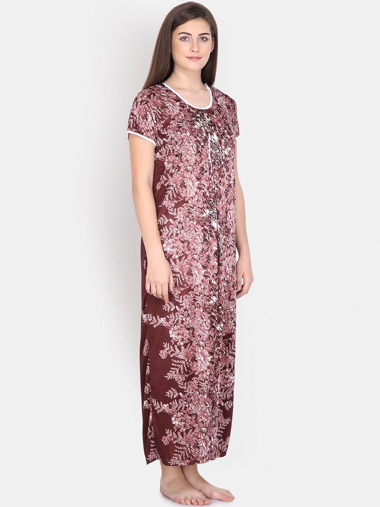 Klamotten Brown & Pink Printed Satin Nightdress