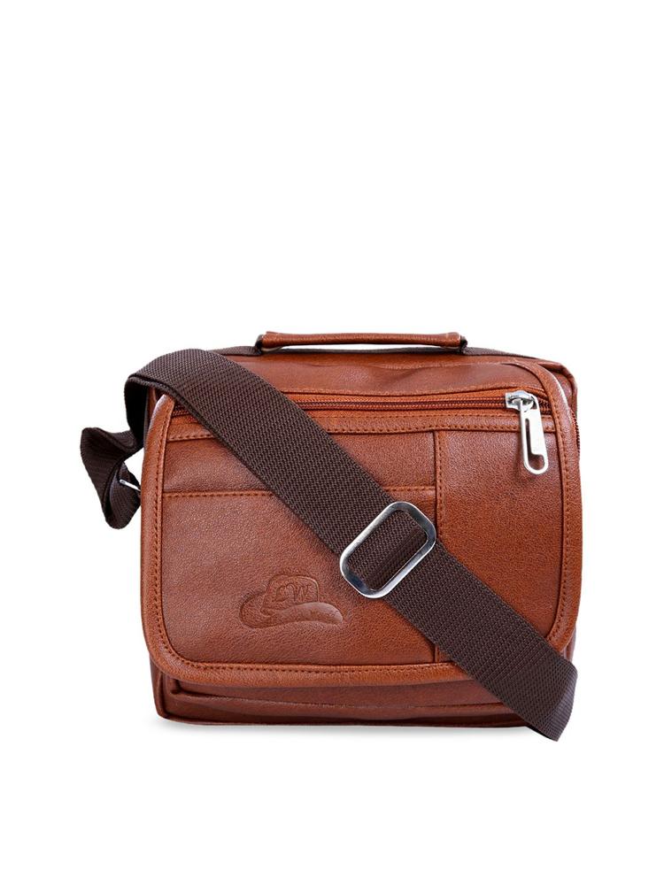 Leather World Unisex Tan Brown Solid Messenger Bag