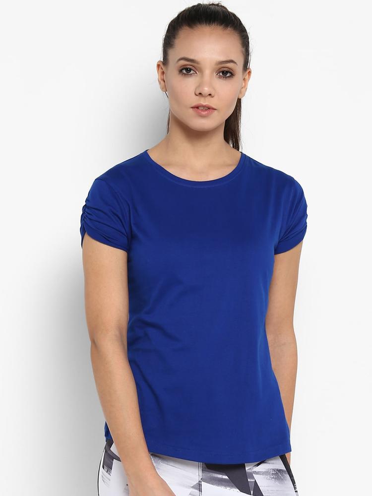 appulse Women Blue Solid Round Neck T-shirt