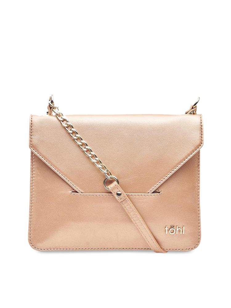 tohl Rose Gold Solid Leather Sling Bag