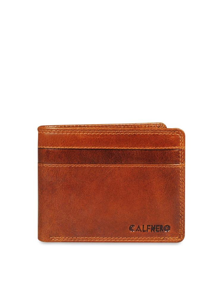 CALFNERO Men Brown Solid Two Fold Wallet