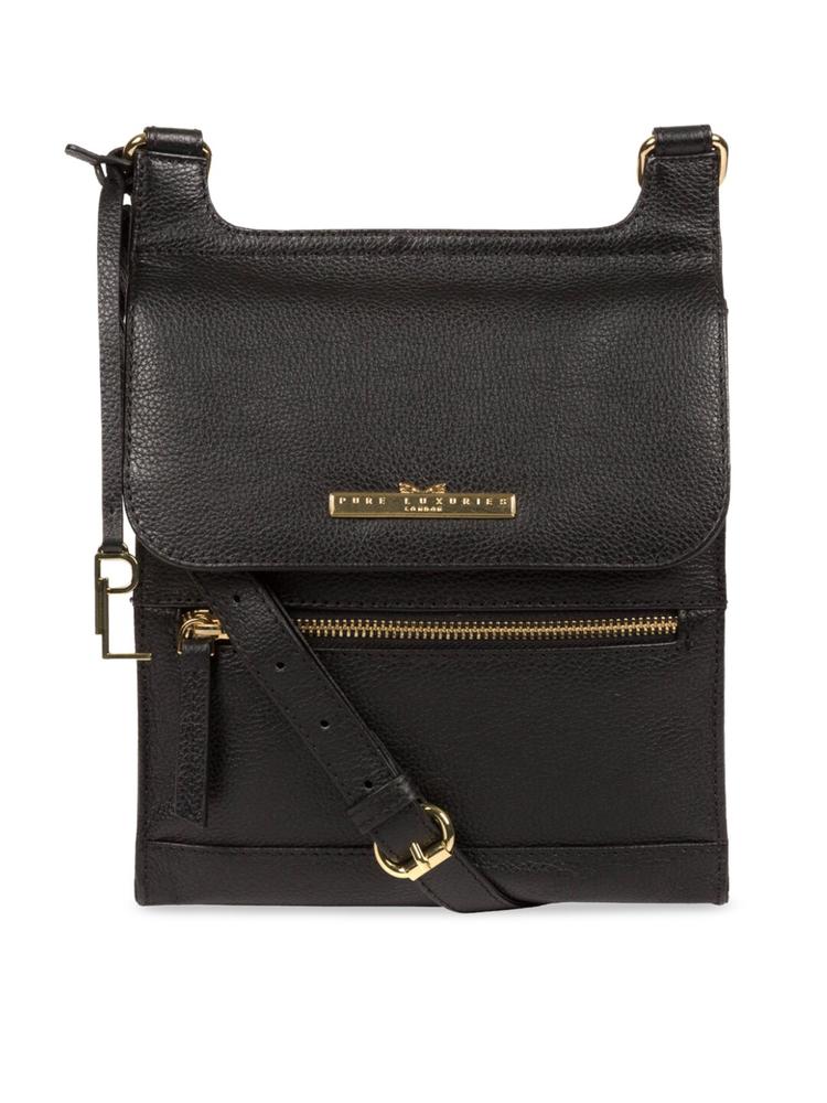 PURE LUXURIES LONDON Women Black Solid Genuine Leather Kempston Sling Bag